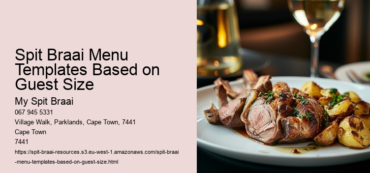 Spit Braai Menu Templates Based on Guest Size